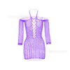 Vestido Bodycon Sexy Lingerie Atacado de Comércio Exterior Europeu e Americano Peça Única de Renda Rasgada Vazada W529