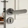 Fechadura de Porta Antiga Prata Estilo Vintage para Quarto Interno, Porta de Quarto, Fechadura de Porta Magnética Silenciosa para Banheiro, Maçaneta de Porta de Madeira