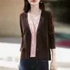 Cárdigan de punto de cuello en V de alta gama estilo francés para mujer, corte holgado, adelgazante, suéter cálido, prenda exterior de moda versátil y capa base cálida