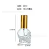 Frasco de Perfume de Caveira para Halloween em Estoque, Spray de Pressão para Aromaterapia, Frasco de Vidro Transparente de Formato Irregular Reembalado, Decoração de Natal