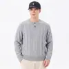 Shanggu Tejido de Punto para Hombre con Textura Transfronteriza Otoño/Invierno Nuevo Estilo Cuello Henley Old Money Manga Larga Holgada Ajuste Delgado Simple
