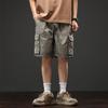 Puro algodão grande bolso Tooling Shorts para meninos verão fino moda marca solta homens casuais calças esportivas para homens