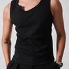 Chaleco Negro Americano de Hilo Grueso para Hombre Invierno Fitness Sin Mangas Camiseta Básica Deportiva Ajustada Chaleco Singlet