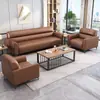 Sofá de Oficina Moderno Minimalista para Tres Personas, Adecuado para Oficinas Pequeñas, con un Juego de Mesa de Café en Cuero Resistente a los Arañazos