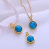 Pingente DIY Design Versátil Colar em Camadas Turquesa Fecho Universal Moda Feminina Corrente de Pescoço Versátil Estilosa Acessório