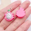 Accesorios para Joyería DIY de Resina en Rojo Rosa Fruta del Dragón Pastel Arcoíris Colgante Pendientes Hechos a Mano Llavero Dijes