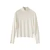 Suéter de punto liso 100% lana merino para mujer 26 Invierno Nuevo Diseño minimalista Cuello solapa Suéter de punto de lana
