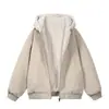 Chaqueta de Cuero con Forro Polar Grueso para Pareja Estilo Americano con Cuello de Piel y Abrigo de Algodón con Patrón de Lichi