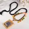 Nuevo Collar de Cuerda de Algodón Frotado a Mano Xizang para Hombre y Mujer Tianzhu Pintado a Mano Thangka Dios de la Riqueza de Cinco Vías Cuerda Tejida Cadena de Suéter Retro