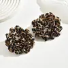 Ins Diseño de Celebridad de Internet Estilo Callejero Exagerado Tela de Flores Grandes Pendientes de Leopardo Moda para Mujer Pendientes de Otoño e Invierno