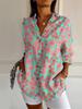 Estación Independiente Más Vendida Camisa Larga para Mujer Fábrica de Origen Planta de Impresión 3D Flores Otoño Tendencia Europea y Americana Camisa de Hombro