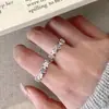 Anel Floral Doce e Delicado para Mulheres, Anel Ajustável de Trevo de Quatro Folhas de Luxo Leve Estilo Ins, Anel para Dedo Indicador Fresco e Inspirado na Floresta