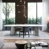 Estilo Nórdico Lujo Ligero Postmoderno Mesa de Comedor de Mármol Acero Inoxidable Combinación de Mesa y Sillas para Apartamento Pequeño Mesa de Comedor para el Hogar