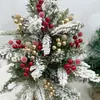 Decoraciones Navideñas, Fruta de la Fortuna Simulada, Accesorios de Decoración Navideña de Alambre de Espuma, Fruta Roja, Flores Simuladas, Lazos