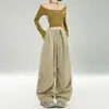 Calça cargo casual de trabalho de corte solto, nicho de início de outono, alta, modeladora, nova, leve, perna larga, secagem rápida, para mulheres