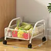 Estante de Piso con Ruedas para Cesta de Verduras de Cocina Cesta para Frutas y Verduras Estante Multifuncional para Jengibre y Ajo Carrito Pequeño