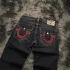 Marca de Moda de Rua Americana Verdadeira Transfronteiriça Jeans Y2K Branco Linha Grossa Buda Reto Jeans Casual para Homens