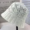Gorro de Punto Hueco para Mujer, Nuevo Estilo Coreano de Primavera y Verano, Reductor de Edad, Simple, de Corea del Sur, Ins, para Cara Pequeña, Sombrero de Cubo