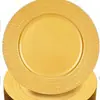 Venta al por mayor para comercio exterior Plato Decorativo Dorado de 13 pulgadas Vintage Americano Repujado con Bordes Curvos y Patrones Tallados para Sala de Estar Decoración del Hogar