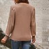 Amazon Comercio Exterior Europeo y Americano Camiseta de Punto Sencilla para Mujer, Manga Larga Abullonada con Rayas de Canalé