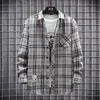Camisa Casaco Masculino Inverno Xadrez Solta Tendência Marca Manga Longa Casual Passa-Fácil Outono e Inverno Tops Masculino Novo Estilo