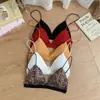 Nueva Camisola Sexy de Color Sólido de Moda para Verano con Copas Triangulares Fruncidas, Sujetador Inalámbrico Estilo Francés para Mujer