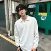 Camisa de manga larga estilo americano para hombre para otoño, con diseño de patchwork, cuello deconstruido y tela de alta gama y peso pesado, lo que la convierte en una prenda versátil en blanco
