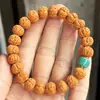 Pulseira de Contas Rudraksha Pequena Fio Único Acessório DIY, Contas Originais Nepalesas, Joia Cultural Masculina de Fio Único