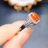 Anillo de Ópalo de Fuego Natural Popular al por Mayor de Fábrica Plata S925 Incrustado Piedra Principal 5*7 Joyería de Lujo Venta Directa de Fábrica