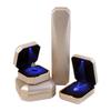 Caixa de luz octogonal Armazenamento de joias de diamante Caixa Couro PU Requintado LED Flip Wedding Diamond Ring Necklace Box