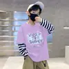 Algodão Puro Roupa de Outono 2026 Novo Estilo Menino Roupas Infantis Camiseta de Manga Longa para Meninos Estilo Primavera e Outono Camisa Básica Casual com Desenho