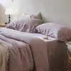 Set de Cuatro Piezas Gigantemente Suave, Holgado y Sencillo, Color Sólido, Lavado a la Arena, Tencel, en Colores Morandi, Suave y Acogedor para el Hogar.