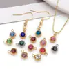 Accesorios de Joyería de Aleación DIY Incrustados con Diamantes de Colores Colgante Pequeño para Collar Pulsera de las Doce Piedras de Nacimiento del Zodiaco