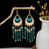 Pendientes Colgantes de Estilo Étnico Transfronterizo Europeos y Americanos, Pendientes Largos con Borla de Cuentas de Arroz Estilo Bohemio, Colgantes de Oreja con Forma de Media Luna