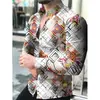 Camisa con estampado 3D para hombre, nueva, europea y americana, de moda, fresca, cárdigan de manga larga, top