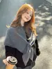 Bufanda Triangular Grande de Lana de Alta Gama de Color Sólido para Mujer, Bufanda Protectora para el Cuello de Moda de Invierno, Bufanda de Estilo Exterior, Fabricante