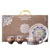 Tetera de Plata Dorada Dunhuang Xishi, Una Tetera y Dos Tazas, Tetera, Taza de Té, Juego de Té, Regalo para Otros, Regalo del Patrimonio Cultural Inmaterial
