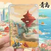 Ímã de Geladeira com Cenário de Qingdao, Popular no Xiaohongshu, Ímã Magnético de Geladeira de Acrílico com Areia Movediça, Lembrança Turística