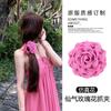 Presilha de Cabelo de Flor Rosa Cor-de-Rosa do Mesmo Estilo Acessórios de Cabelo para Cabeça Femininos Grampo de Cabelo Tubarão de Flor Tridimensional de Alta Qualidade