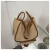 Bolsa de Palha Grande Capacidade da Moda para Mulheres 2023 Nova Moda Bolsa de Ombro Dupla Trançada Bolsa Tote Texturizada