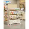 Prateleira de armazenamento de cozinha, móvel atrás da porta, organizador multifuncional de frutas e vegetais, expositor de lanches de supermercado, estante de exposição de vários níveis de piso