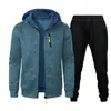 Novo Conjunto de Jaqueta com Capuz Jacquard Esportivo Fitness Lazer Tricô Cardigan Masculino