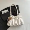 Bolsa de ombro retrô de cor sólida alta-costura modelo 2026 design estiloso tendência alta-costura para o dia a dia bolsa de ombro plissada