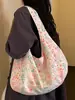 Bolso tote de estilo casual con gran capacidad, estampados florales y de cuadros, sensación relajada, moda coreana, casual y único, adecuado para ir al trabajo, bolso de hombro