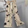 Pantalones de Pijama de Algodón Finos de Verano para Mujer con Estampado de Dibujos Animados, Pantalones de Pierna Ancha para Mujeres Embarazadas, Tallas Grandes, Adecuados para Usar Afuera, Pantalones Largos de Algodón, Exportación