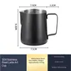 Jarra para espuma de leite, xícara para espuma de leite de café cappuccino, modelo com ponta de flor em aço inoxidável Teflon-304