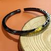 Pulseira Flush Preta Masculina Tendência Estilo Frio Simples Aberta Pulseira Masculina Sólida com Textura Dourada