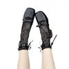 Calcetines de encaje con cinta hueca color blanco leche para mujer, calcetines de verano finos de tubo corto JK para pantorrilla