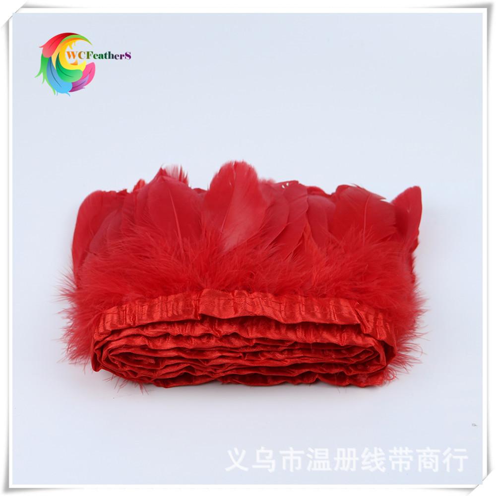 4 red goose feather fringe 1