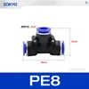 Conector neumático de plástico azul en T PY6 tubo de gas inserción rápida PW junta rápida PEG12-8/4/10 reductor